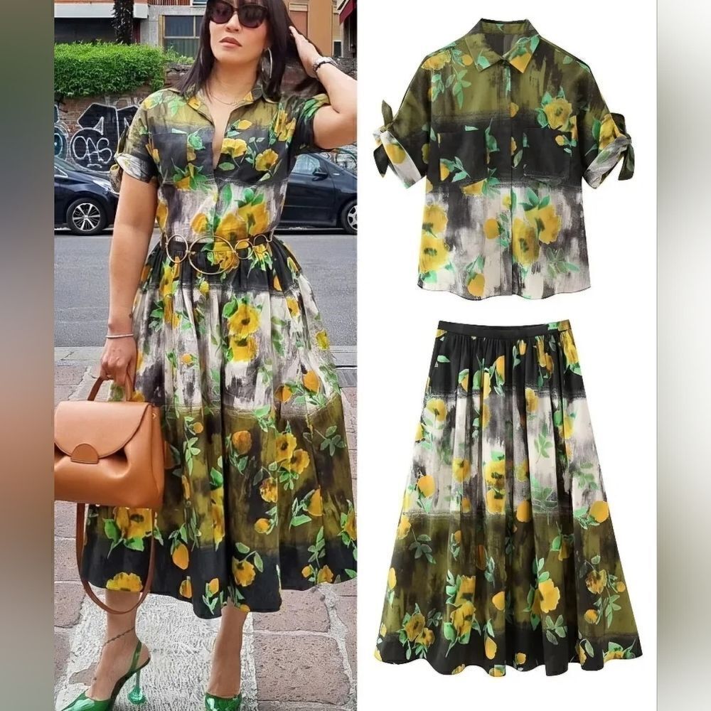ZARA ZW COLLECTION FLORAL PRINT SHIRT